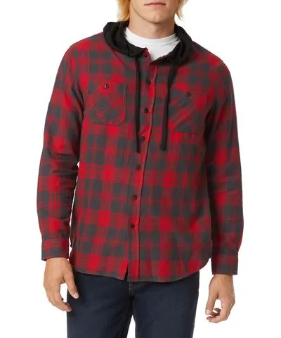 UNIONBAY Persian Red Plaid Flannel Hoodies for Men