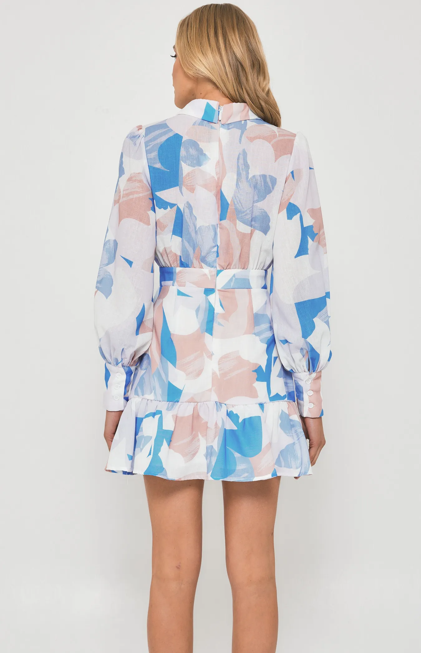 Abstract Print Textured Shirt Dress