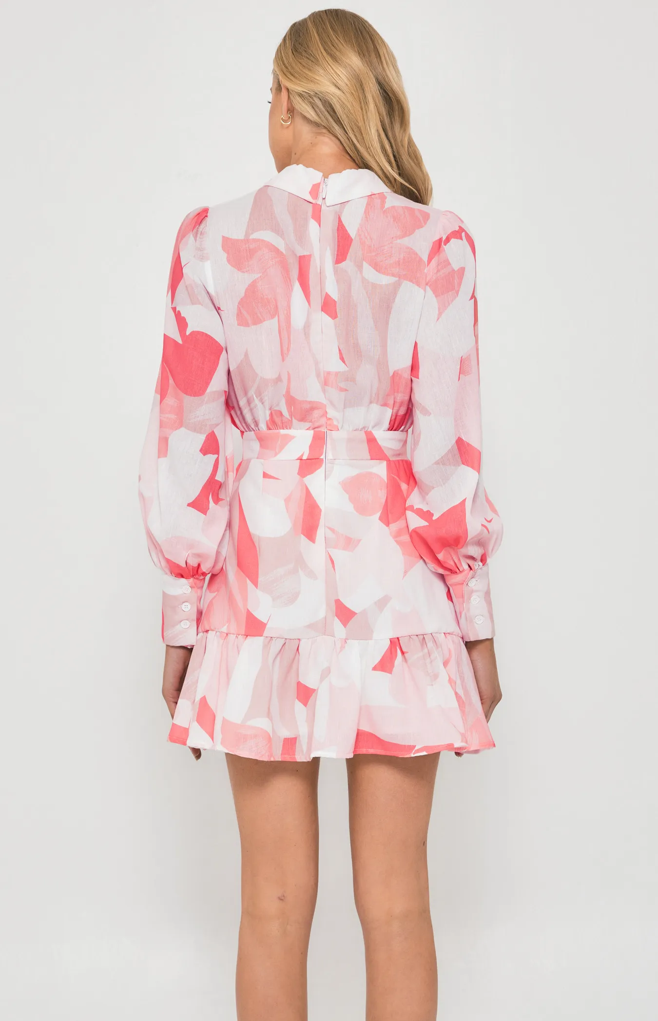 Abstract Print Textured Shirt Dress