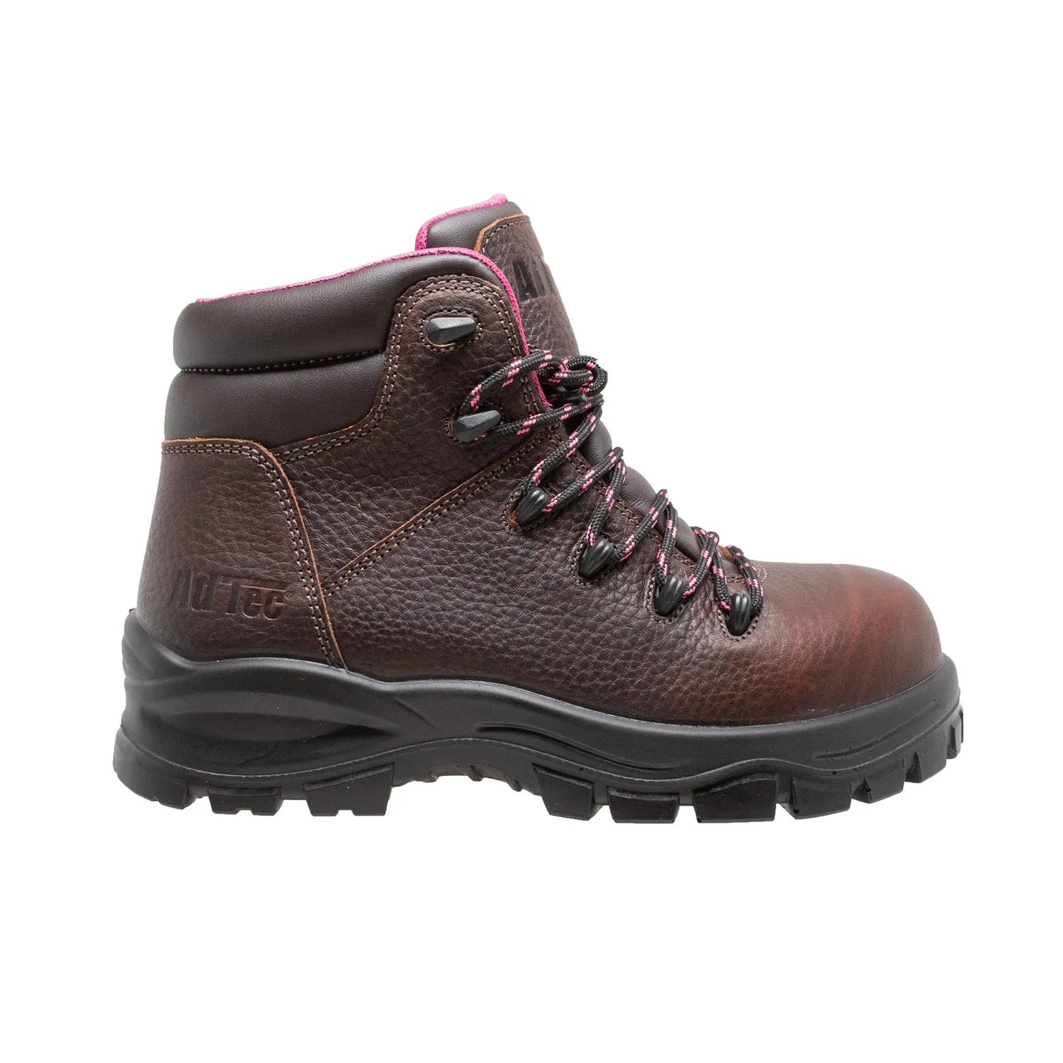 AdTec Women's 6-inch Waterproof Cap Toe Brown Work Boots.