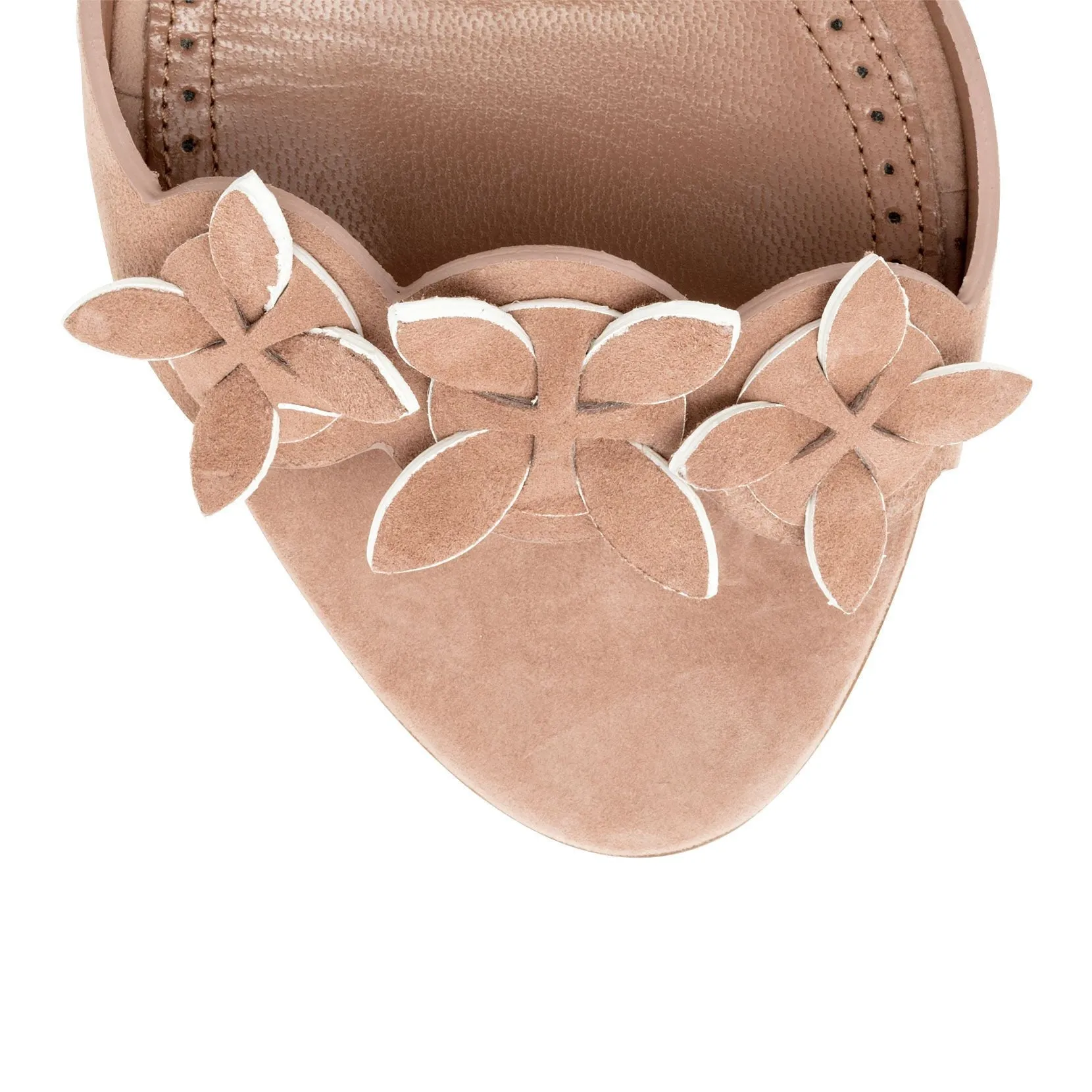 Alaïa Dark Nude Suede Flower Sandals