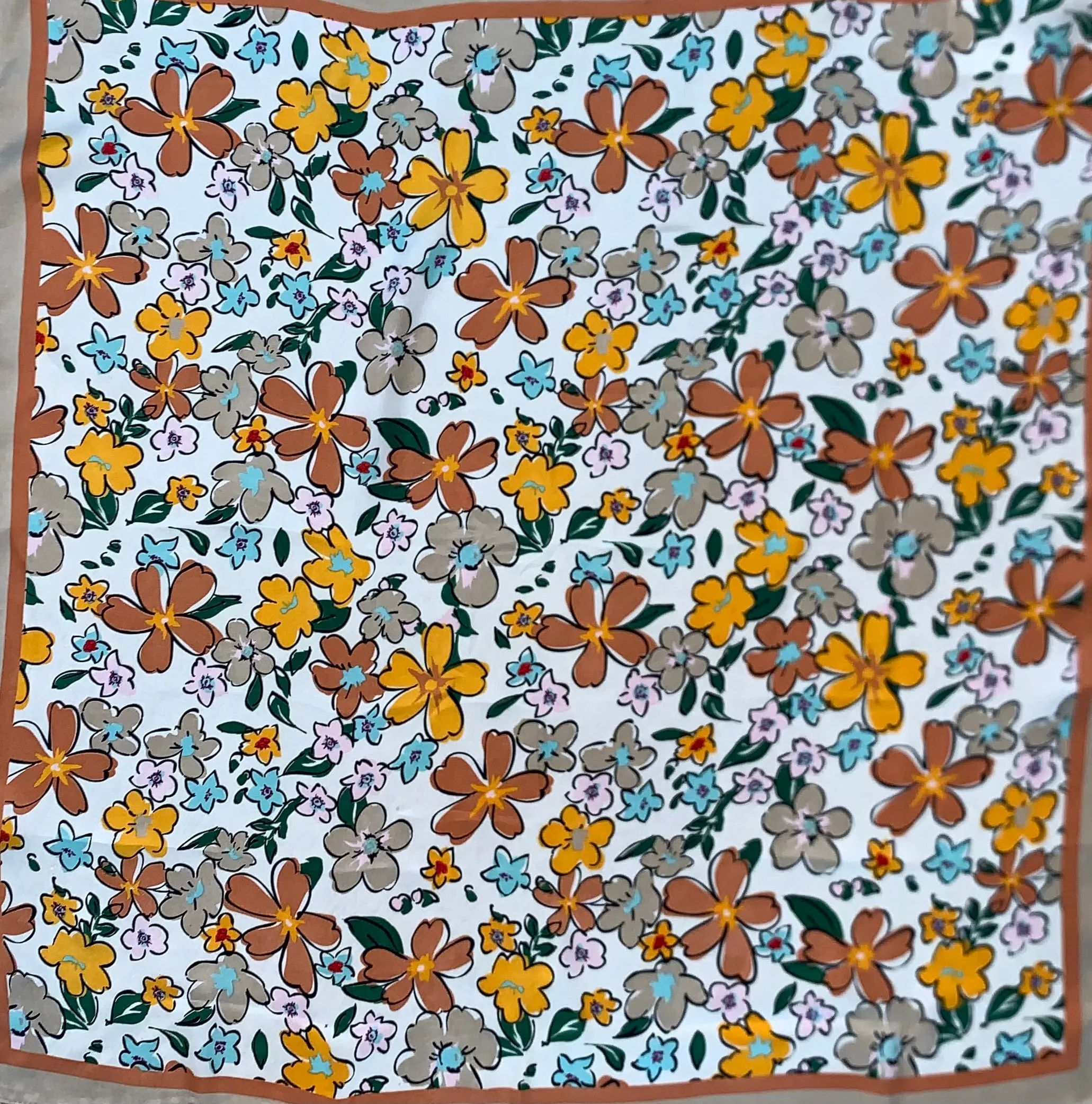 Beige Floral Patterned Wild Rag