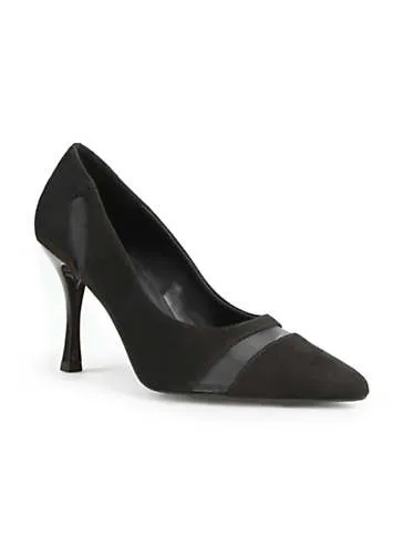 Black Mesh Cut Out Heeled Court Shoes by Freemans | Look Again