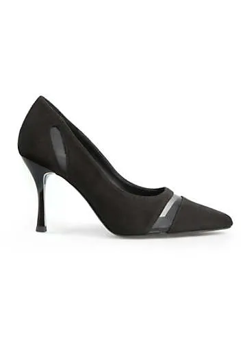 Black Mesh Cut Out Heeled Court Shoes by Freemans | Look Again