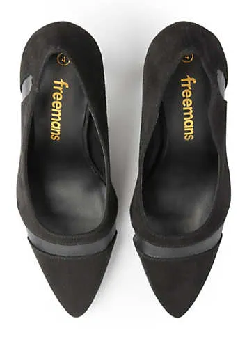 Black Mesh Cut Out Heeled Court Shoes by Freemans | Look Again