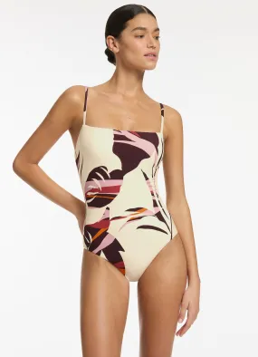 Black Palm Printed Swimsuit - Port