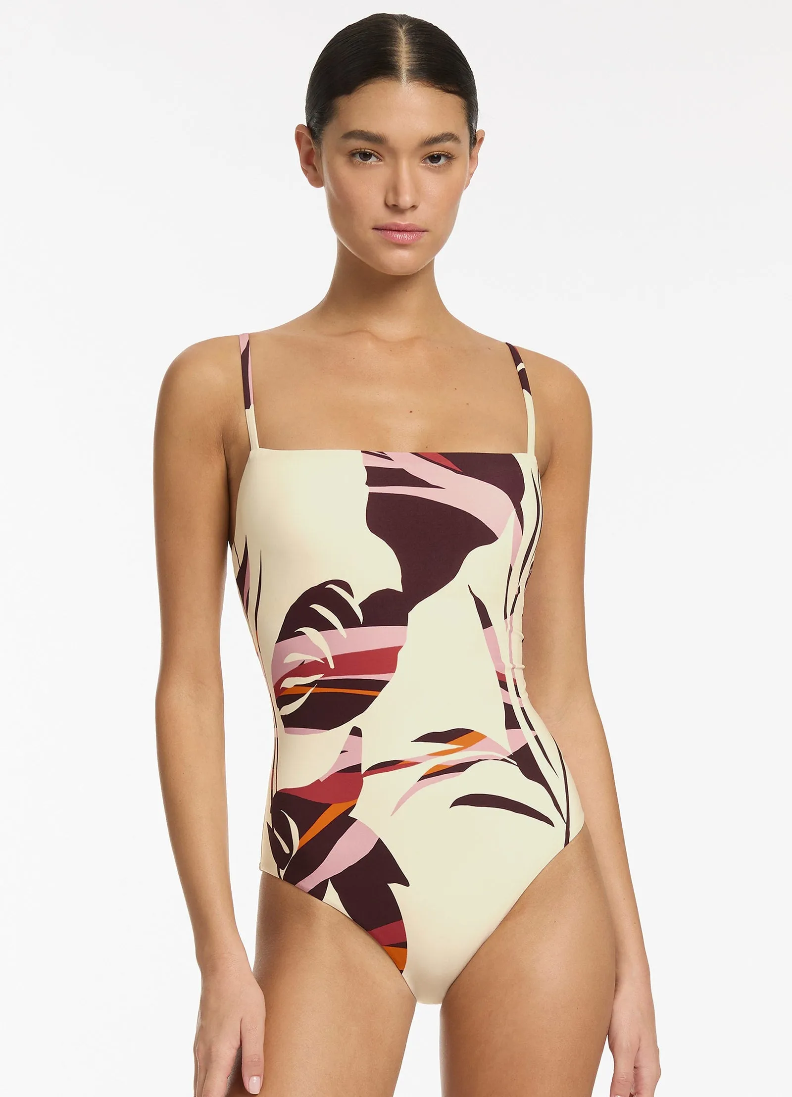 Black Palm Printed Swimsuit - Port