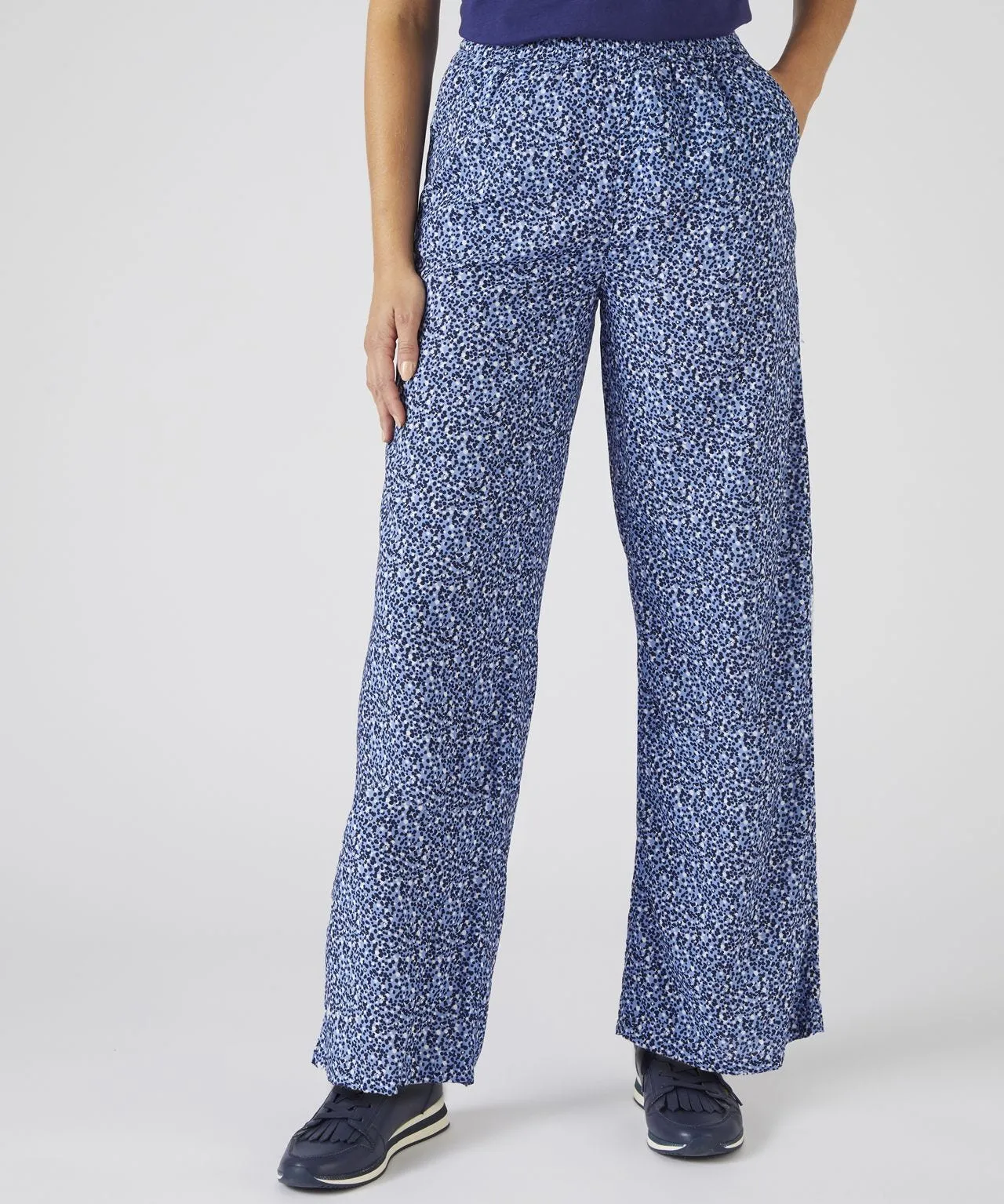 Blue Polka Dot Wide Leg Trousers