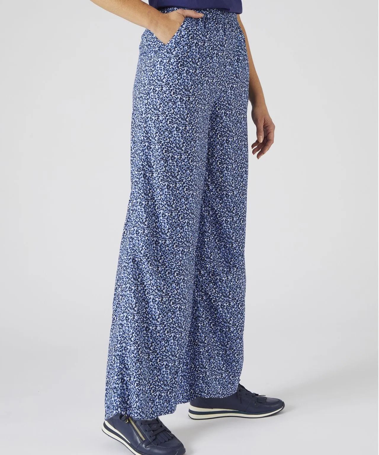 Blue Polka Dot Wide Leg Trousers