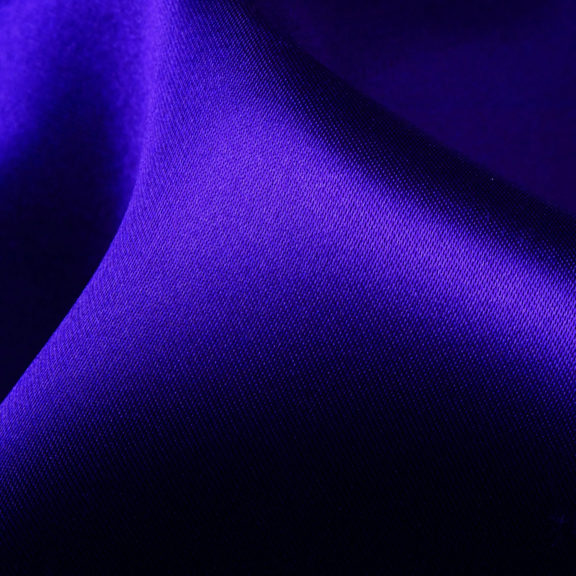 Blue Satin Fabric - Plain Neon Ultra - Midnight