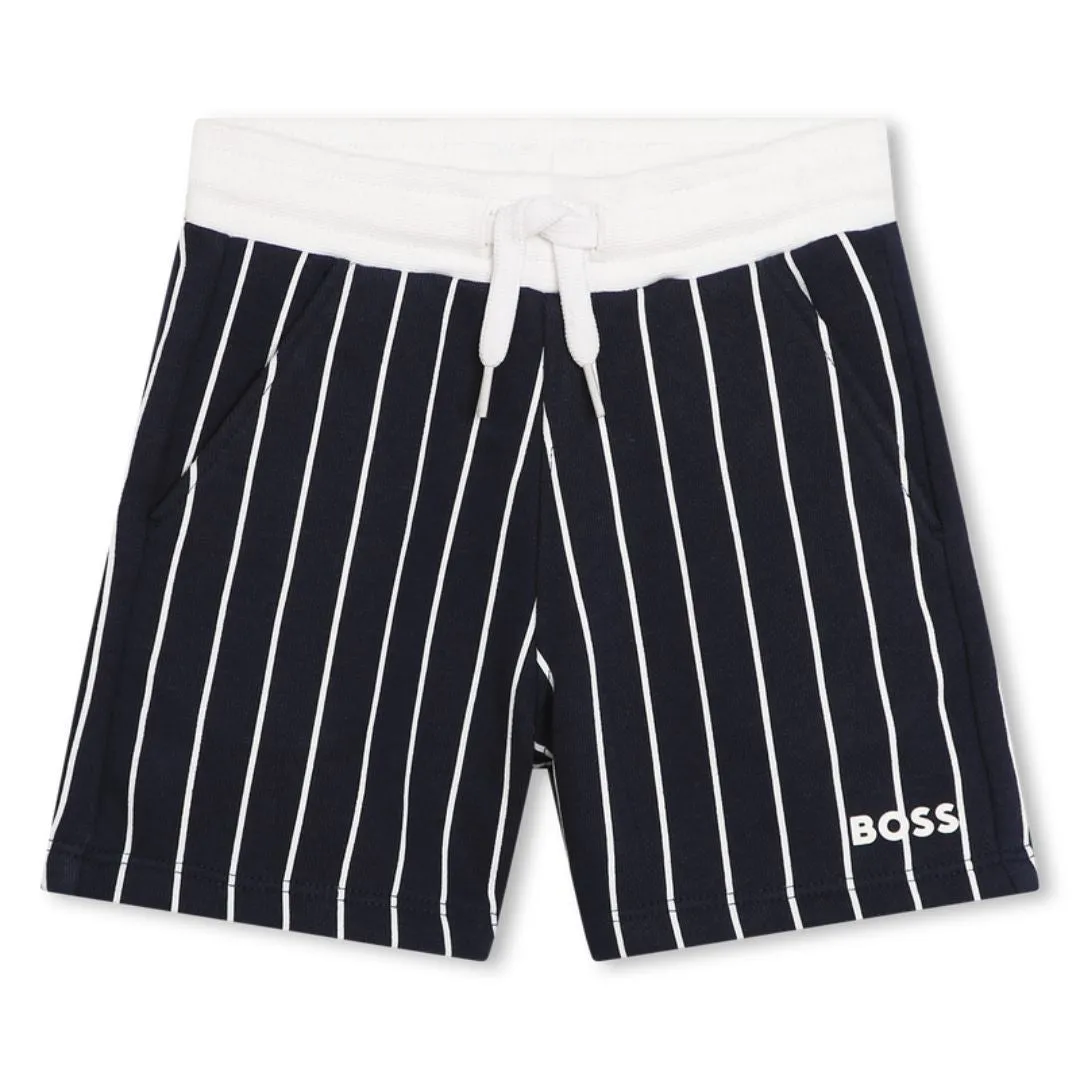 Boss Navy White Striped Infant Shorts