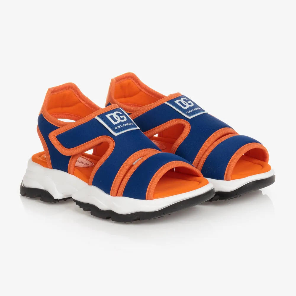 Boys Blue & Orange Logo Sandals