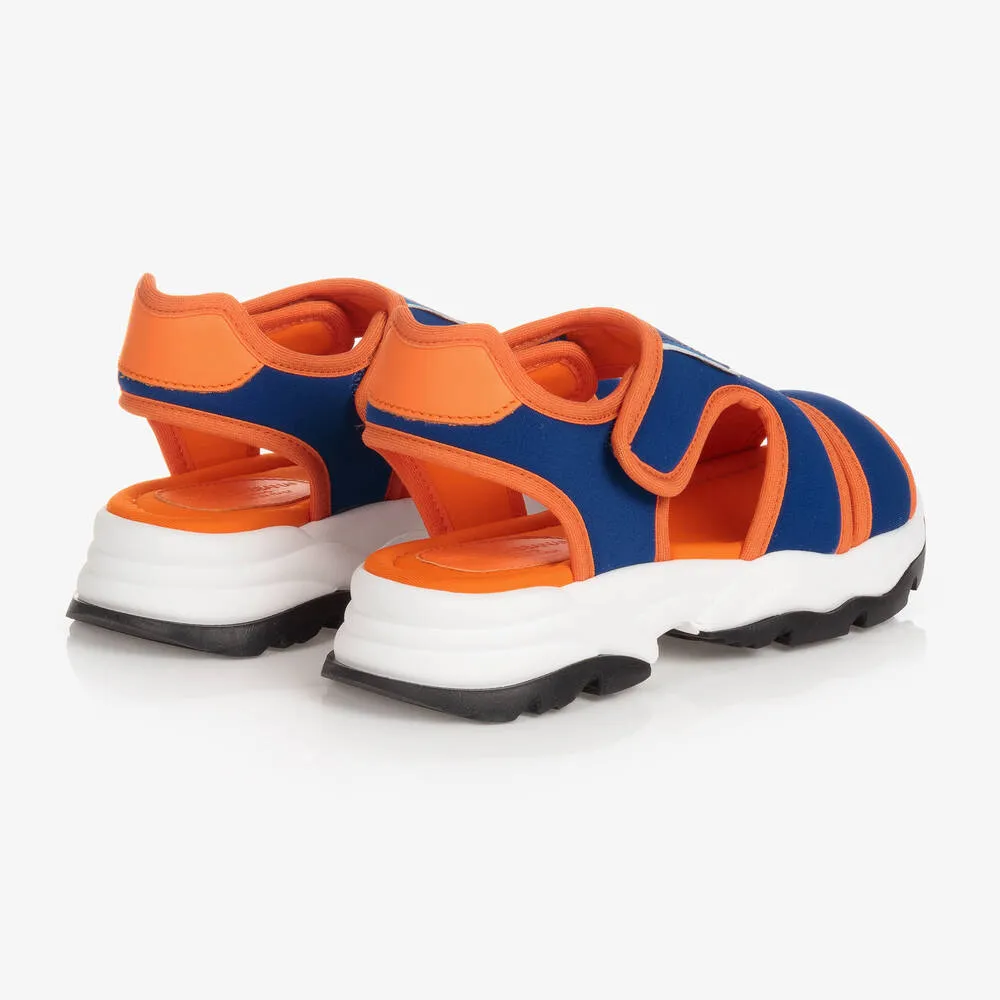 Boys Blue & Orange Logo Sandals