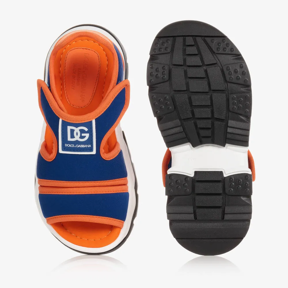 Boys Blue & Orange Logo Sandals