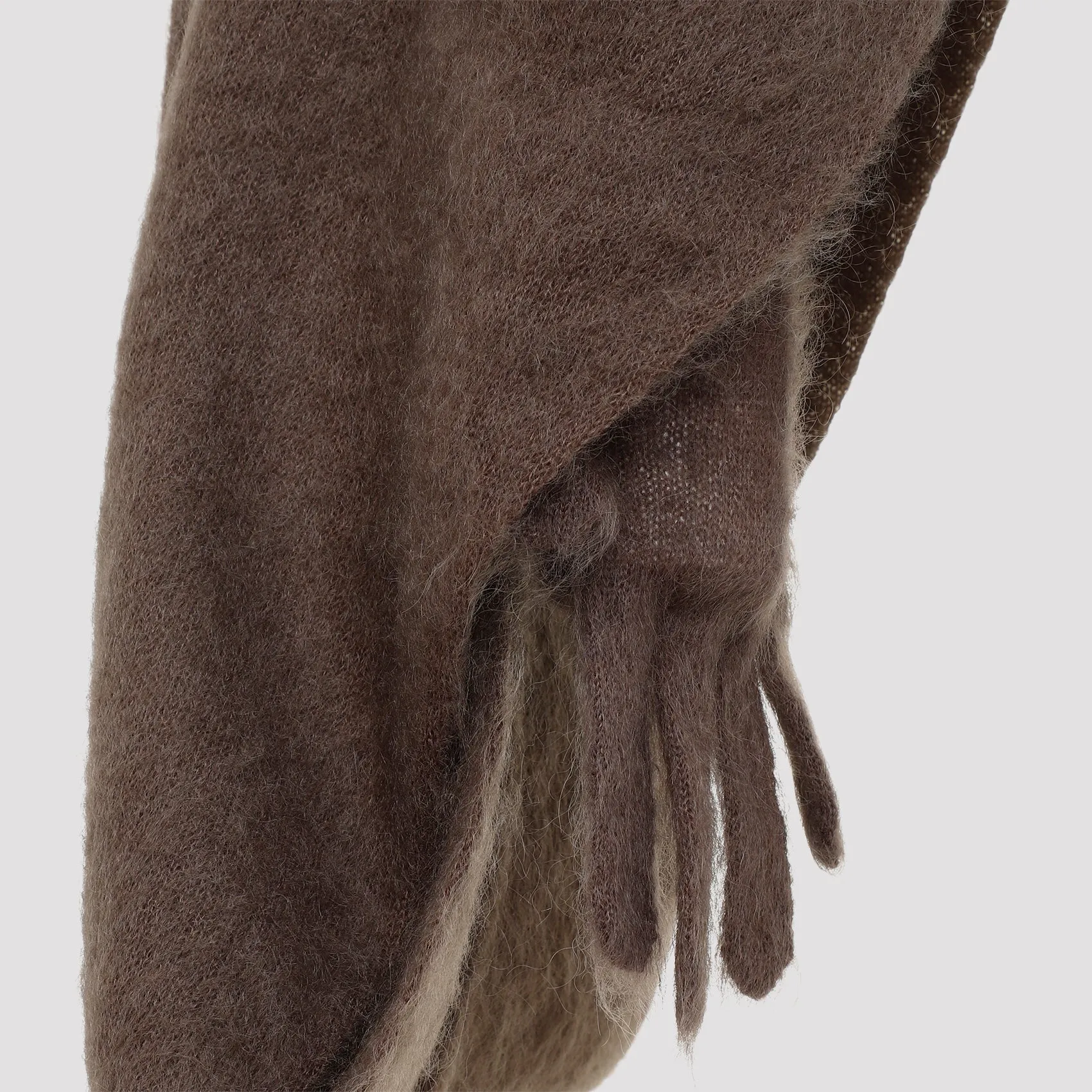 Brown Mohair Scarf with Gloves for Women