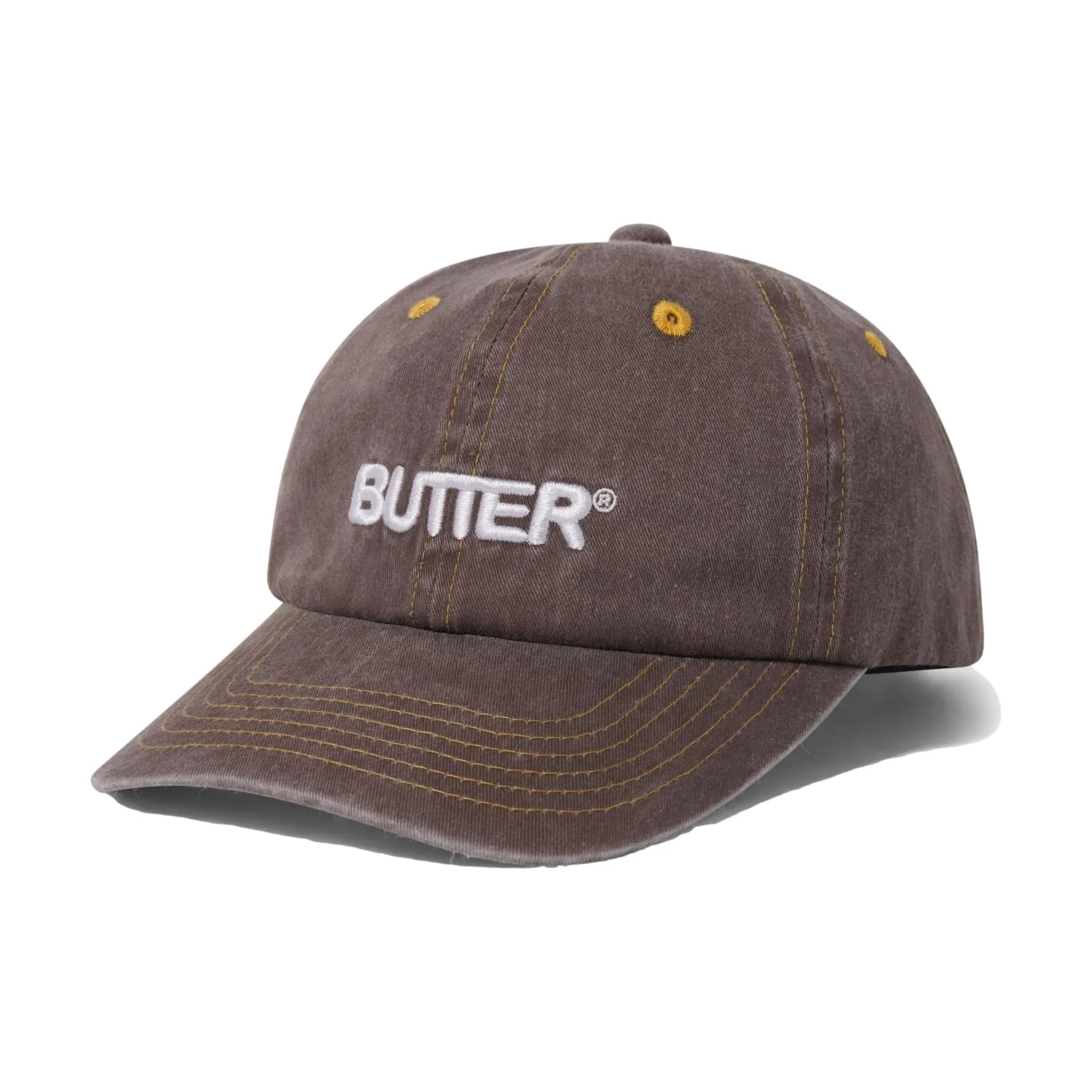 Washed Oakwood Butter Rounded 6 Panel Cap