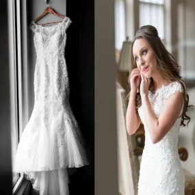 Clairvoyant Vintage Mermaid Lace Sweetheart Wedding Dress with Beads and Appliques.