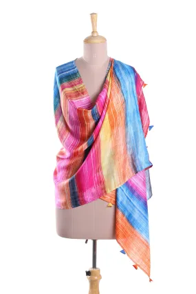 Colorful Carnival Party Striped Silk Shawl