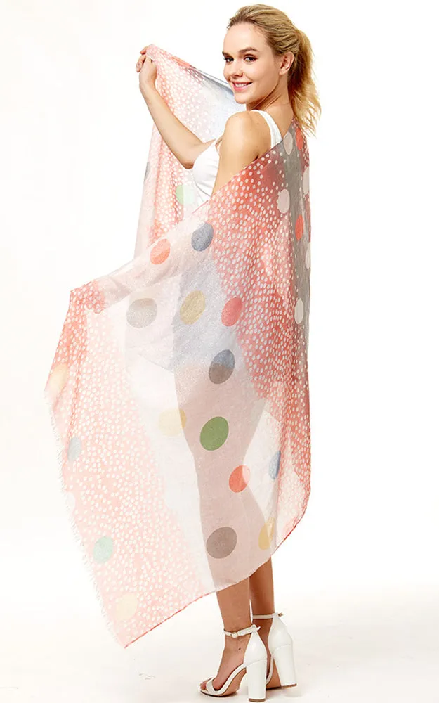 Colorful Polka Dot Lurex Oblong Scarf