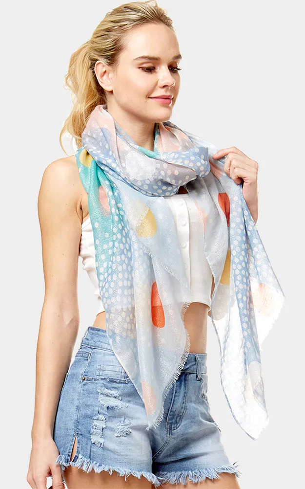 Colorful Polka Dot Lurex Oblong Scarf