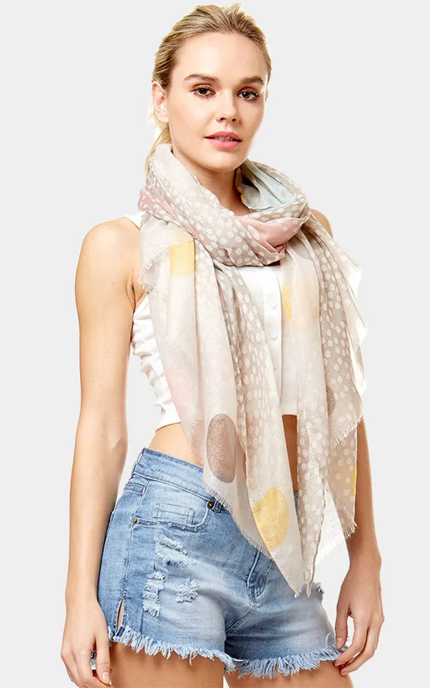 Colorful Polka Dot Lurex Oblong Scarf