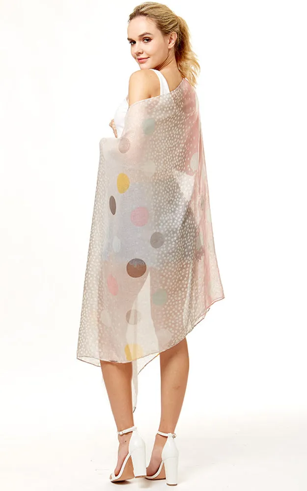 Colorful Polka Dot Lurex Oblong Scarf