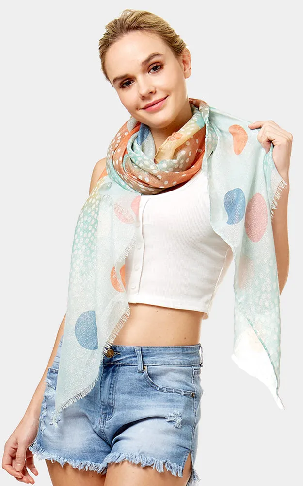 Colorful Polka Dot Lurex Oblong Scarf