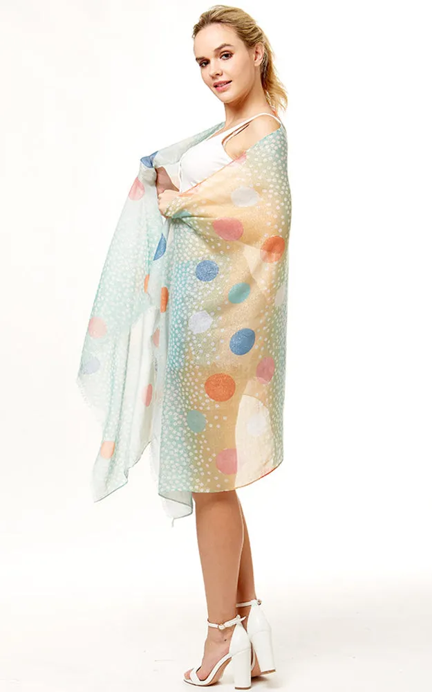 Colorful Polka Dot Lurex Oblong Scarf