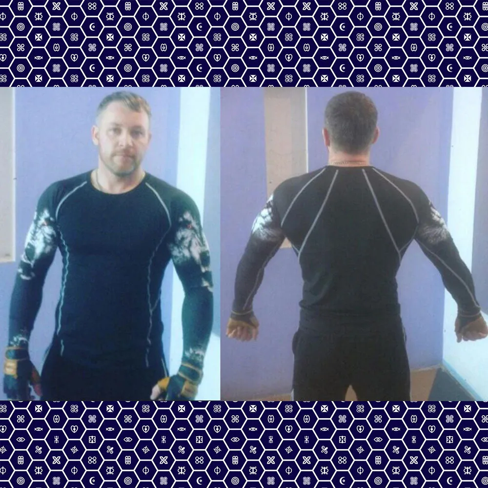 Compression Rash Guard, Leggings & Shorts Set for Jiu Jitsu, MMA, Grappling & Wrestling - Lone Wolf 2 Long Sleeve