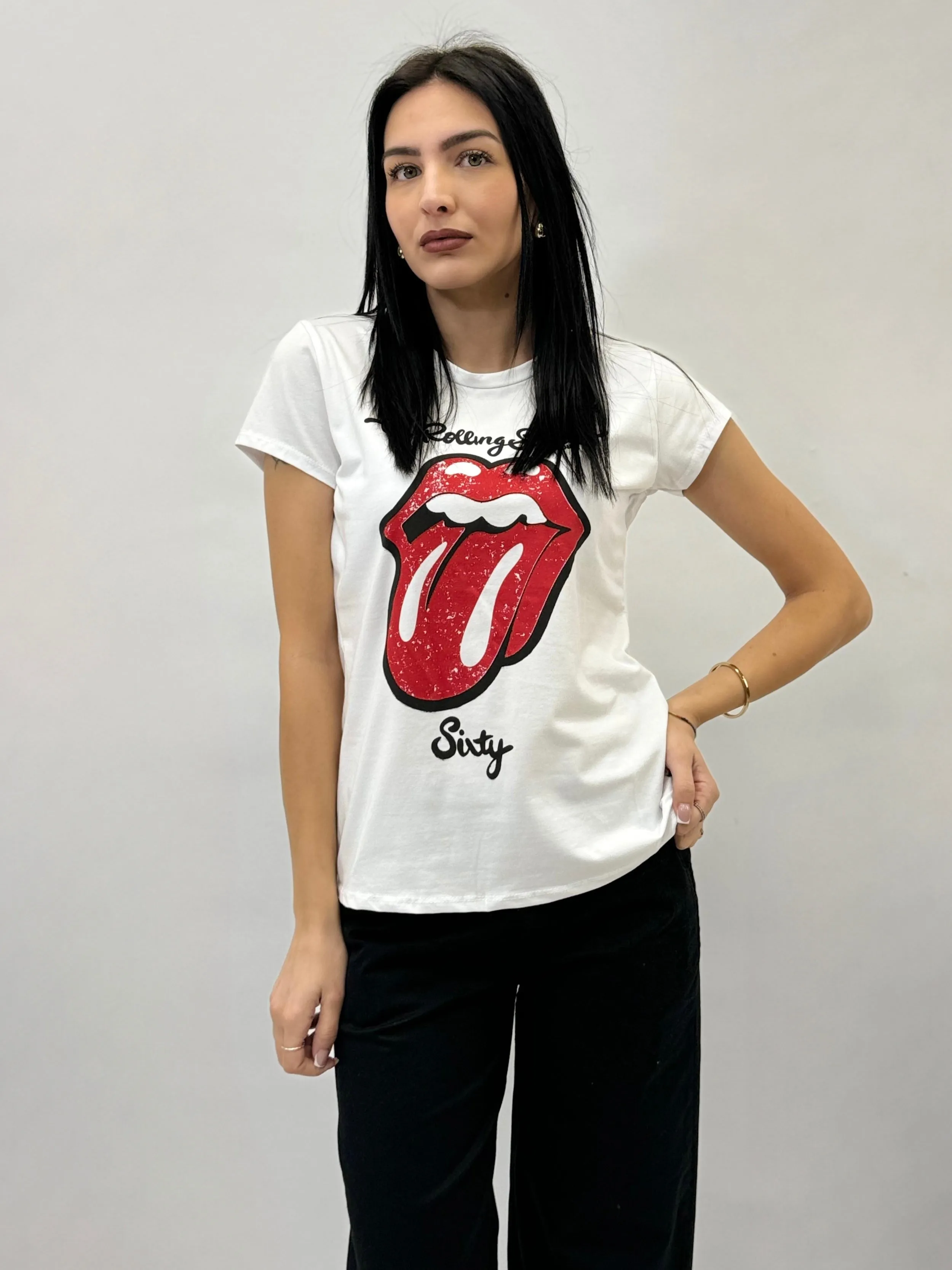 Cotton T-shirt with Mouth Print