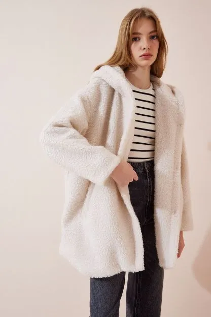 Cozy Hooded Women's Plush Coat 