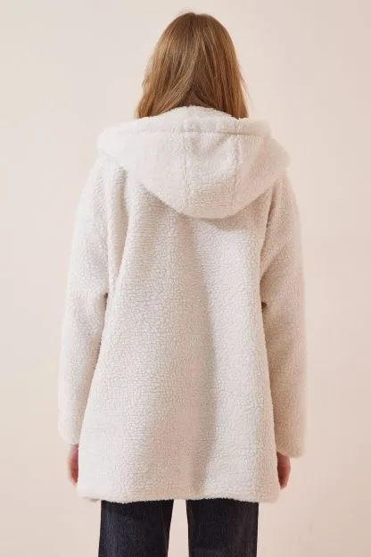 Cozy Hooded Women's Plush Coat 