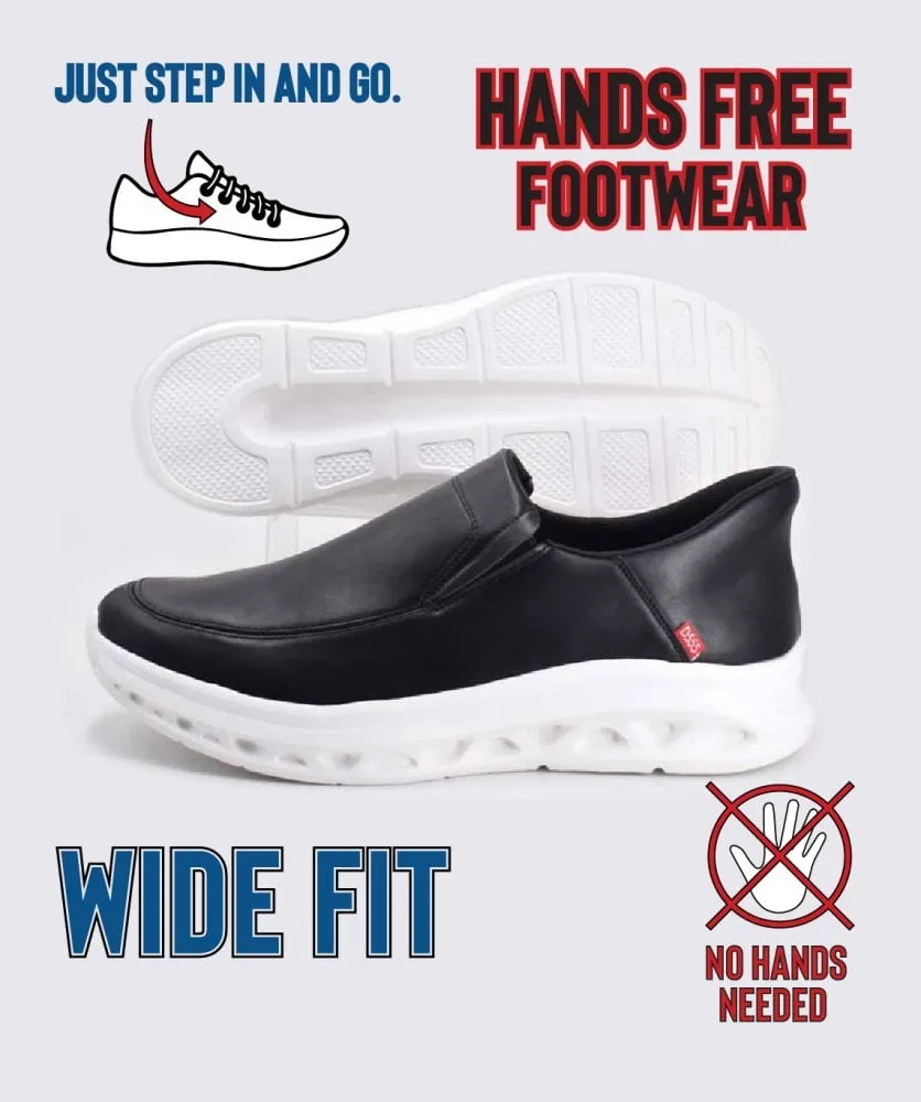 Big Mens Black Hands Free Shoes by D555 (CARLISLE 2)