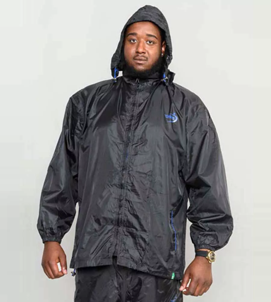 D555 Big Men's Packable Weatherproof Rain Jacket (ZAC BLACK)