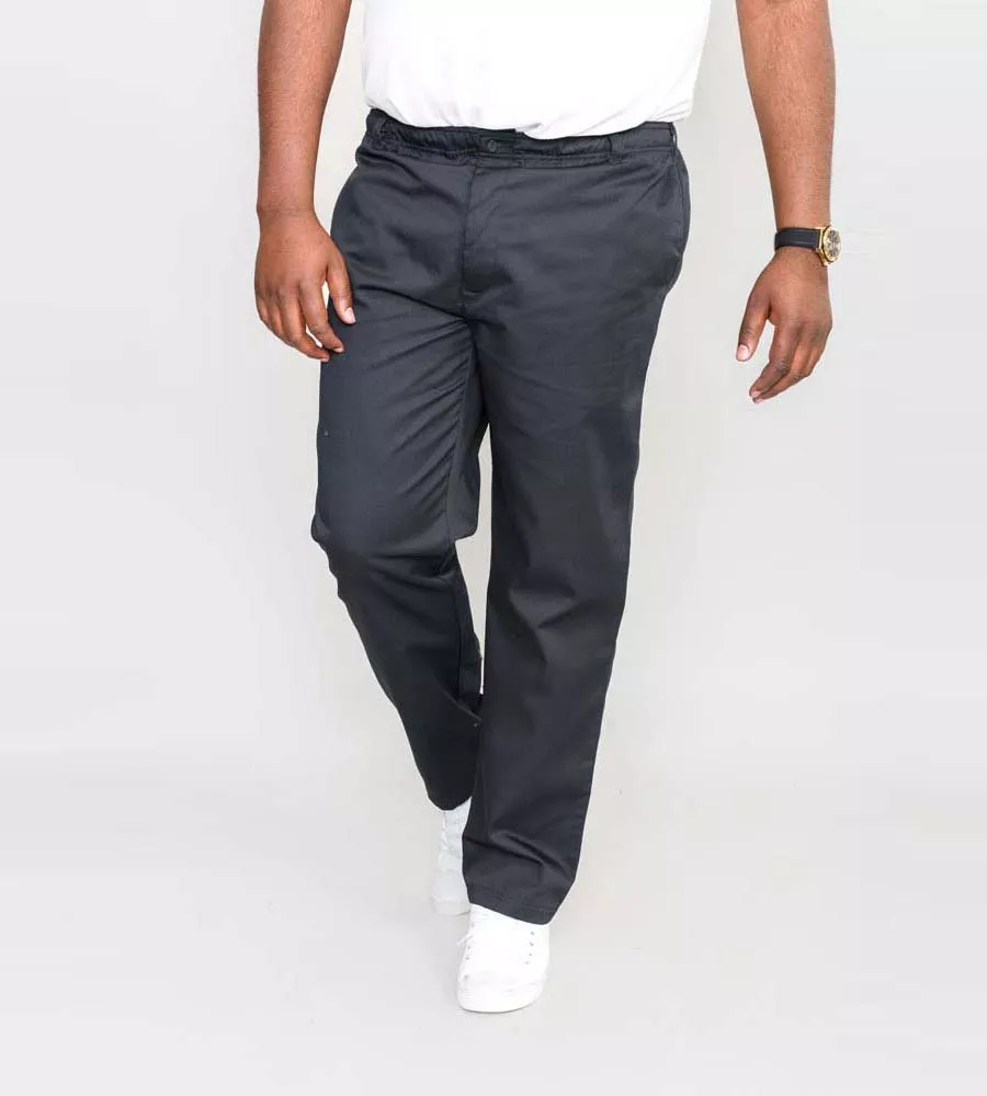 D555 Big Men's Black Rugby Trousers Full Elasticated Waist (Basilio Black)