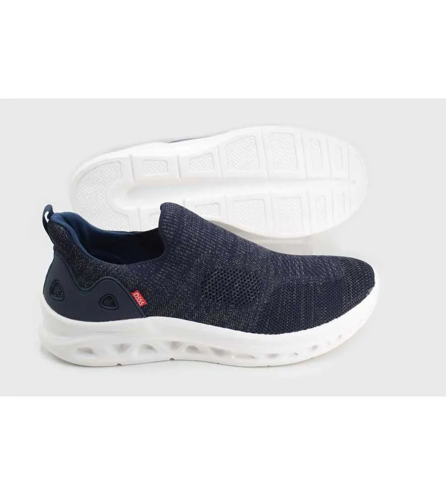 Big Mens Navy Hands Free Shoes With Knitted Top by D555 (BLYTH 2)