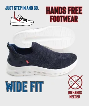 Big Mens Navy Hands Free Shoes With Knitted Top by D555 (BLYTH 2)