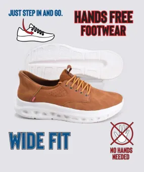 D555 Big Men's Tan Hands-Free Shoes with PU, Faux Suede Top and Faux Laces (DARTFORD 1)