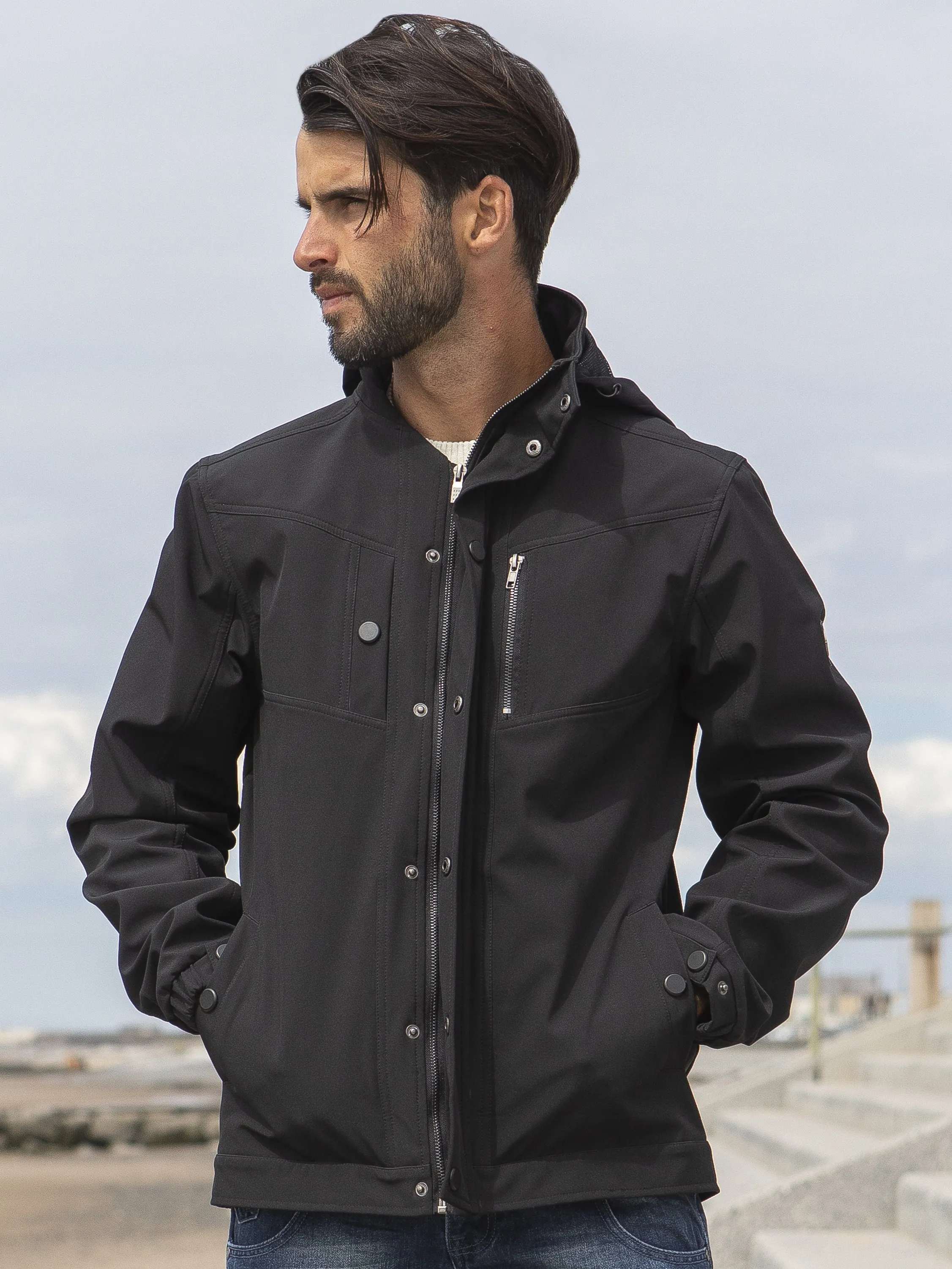 Designer Men's Black Zip Jacket - ETO Clearance - React Style.