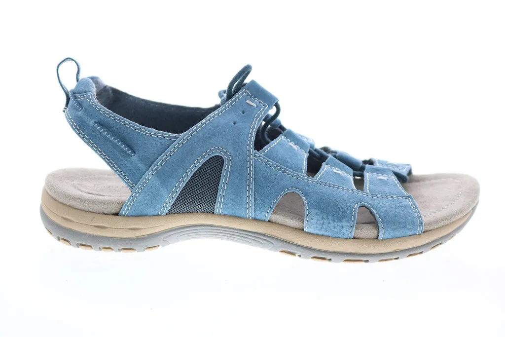 Earth Origins Sassy Blue Womens Wide Leather Slip On Gladiator Sandals