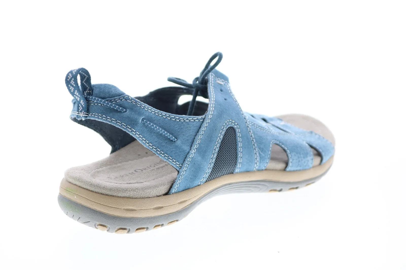 Earth Origins Sassy Blue Womens Wide Leather Slip On Gladiator Sandals