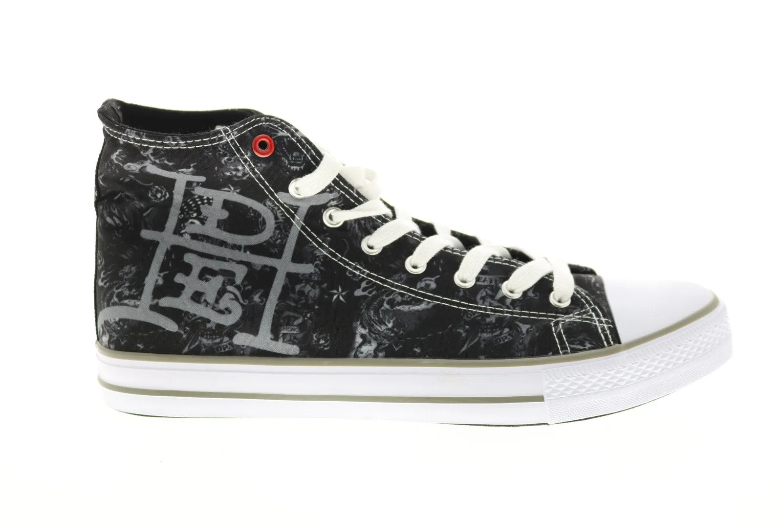 Ed Hardy Men's Black Canvas Lace Up Lifestyle Sneakers Dagger EH9039H Shoes