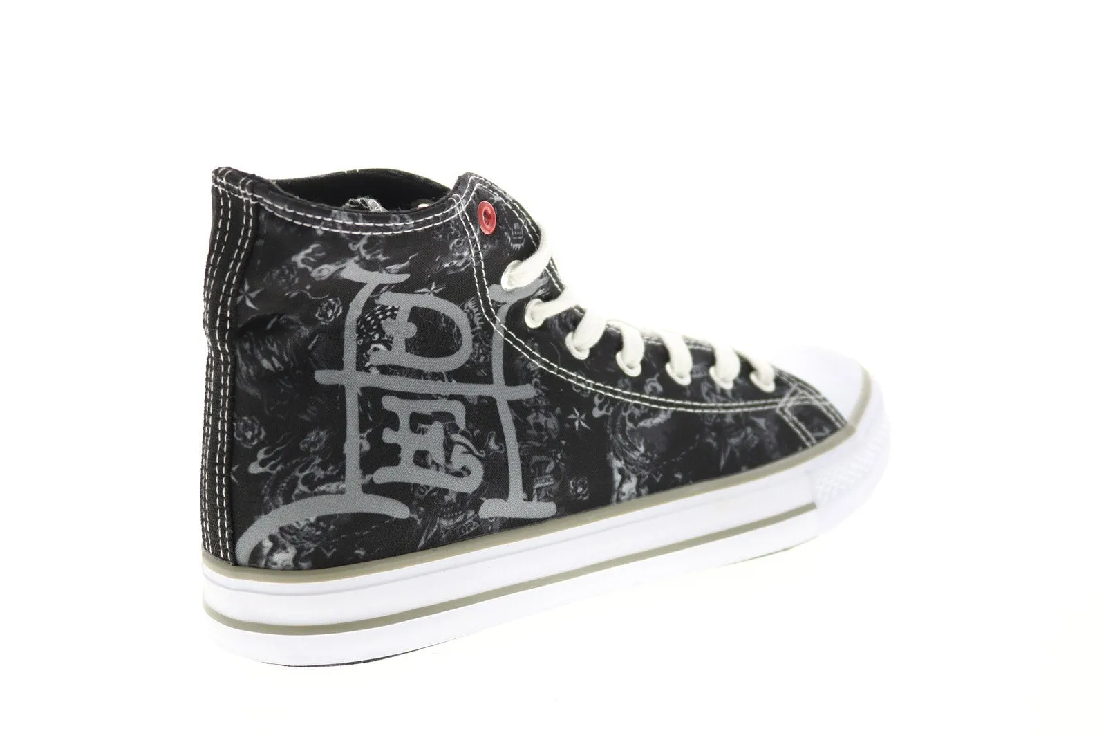 Ed Hardy Men's Black Canvas Lace Up Lifestyle Sneakers Dagger EH9039H Shoes