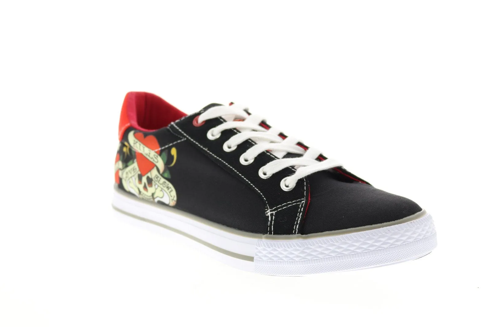 Ed Hardy Men's Black Canvas Lace Up Lifestyle Sneakers EH9031L Shoes