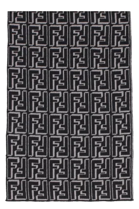 FENDI Men's Beige and Black Wool Blend Scarf - luxurious style