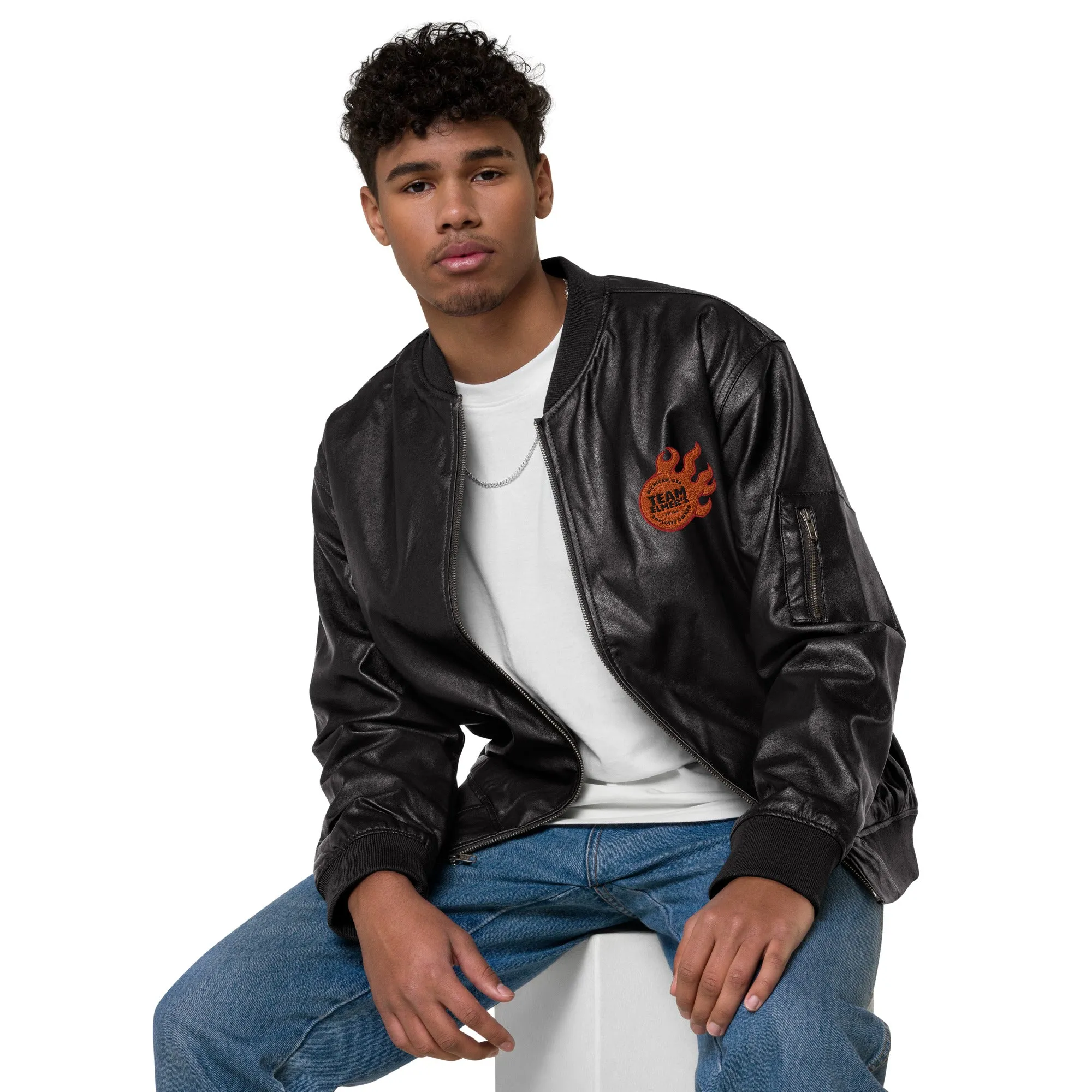 Fireball Leather Bomber Jacket - Team Elmer's Unisex