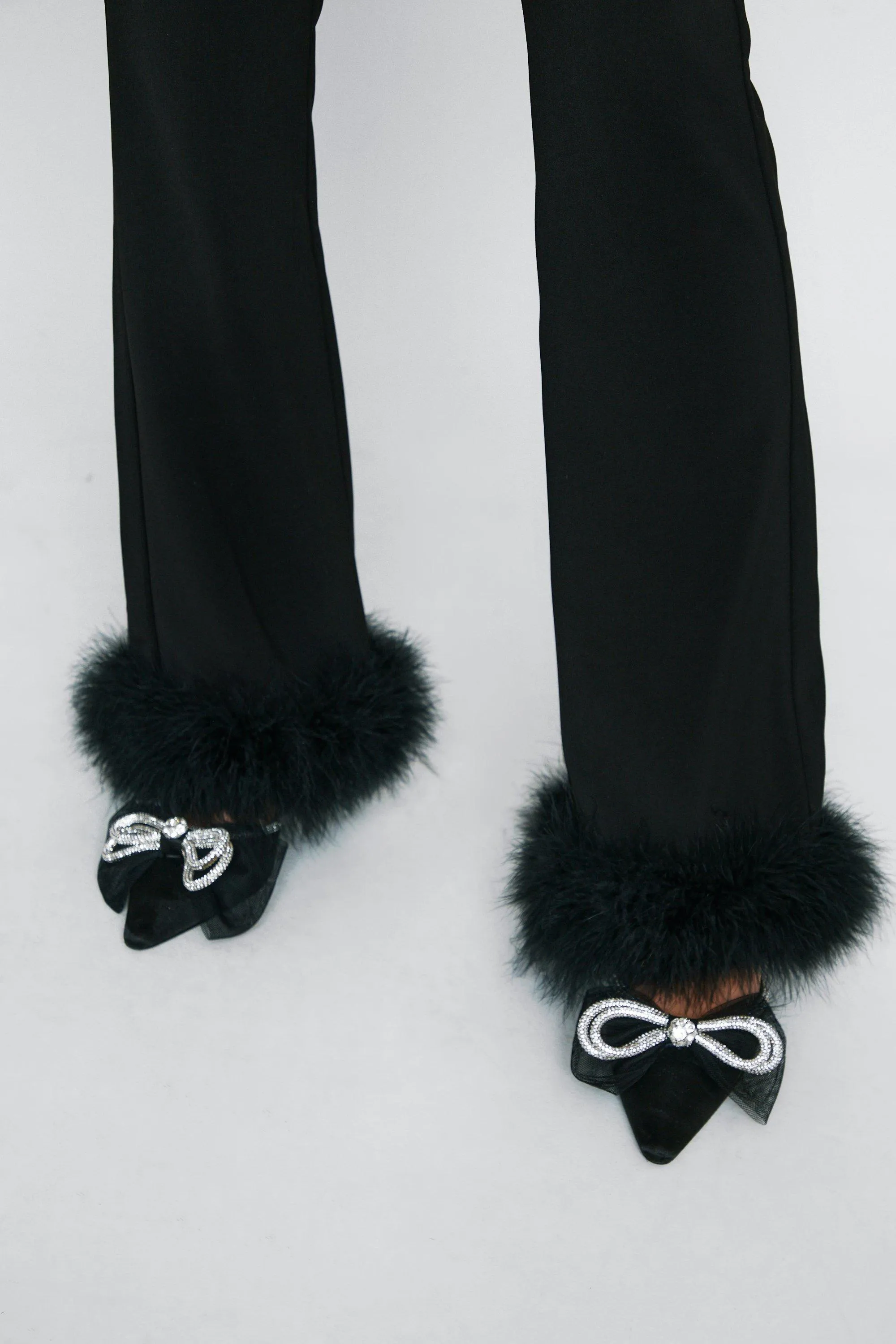 Flared Trousers with Feather Trims for NastyGal