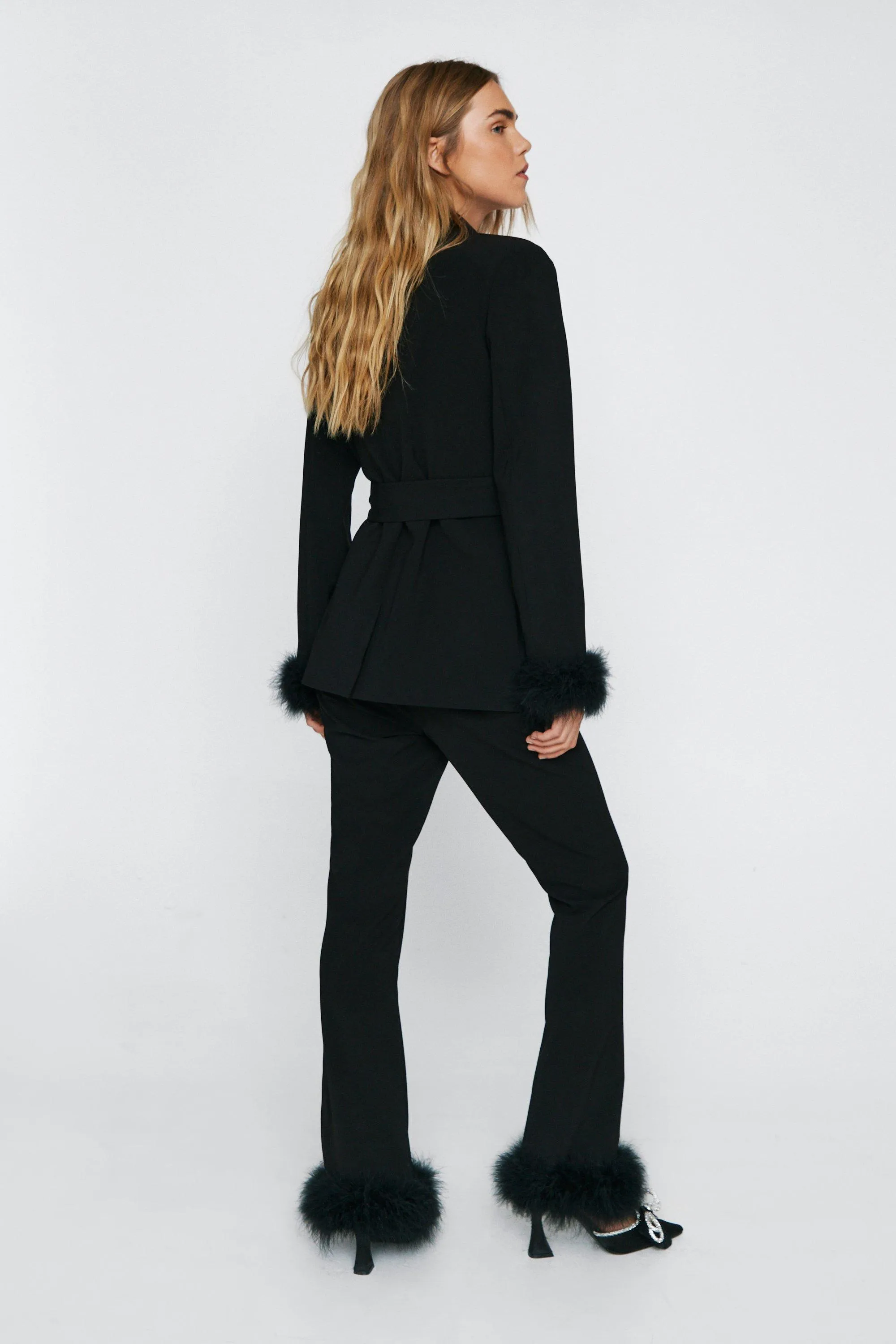 Flared Trousers with Feather Trims for NastyGal