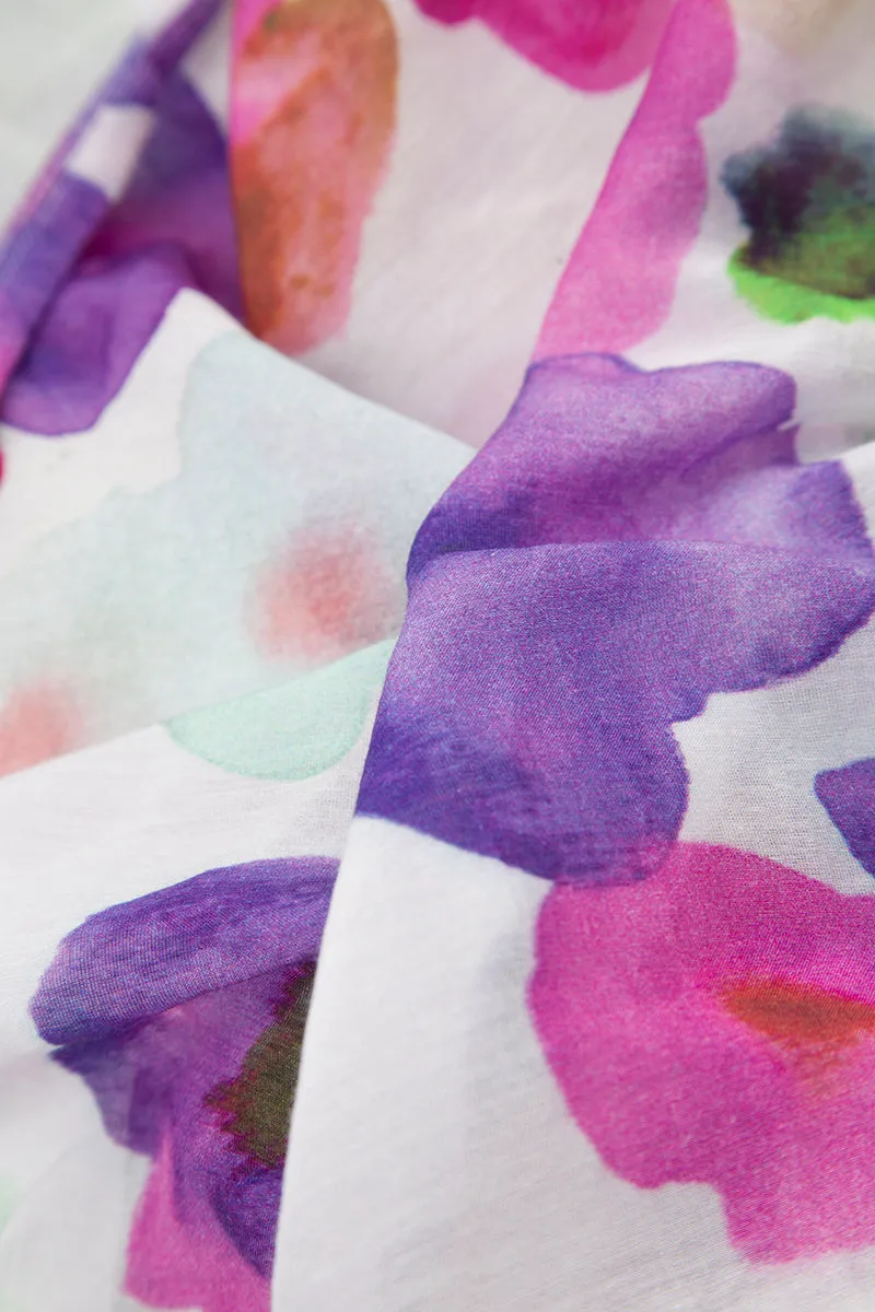 Floral Silk Cotton Scarf