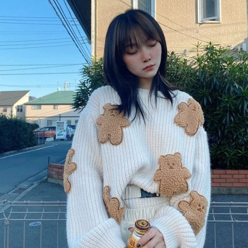 Fuzzy Sweater with Teddy Bears